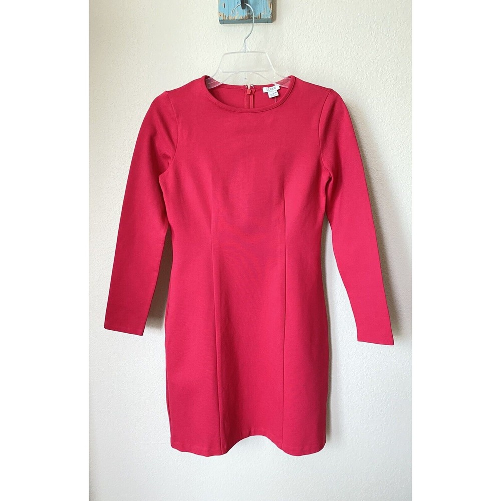 J.Crew Factory Women's Size 2 Red Long Sleeve Stretch Ponte Dress - NWT